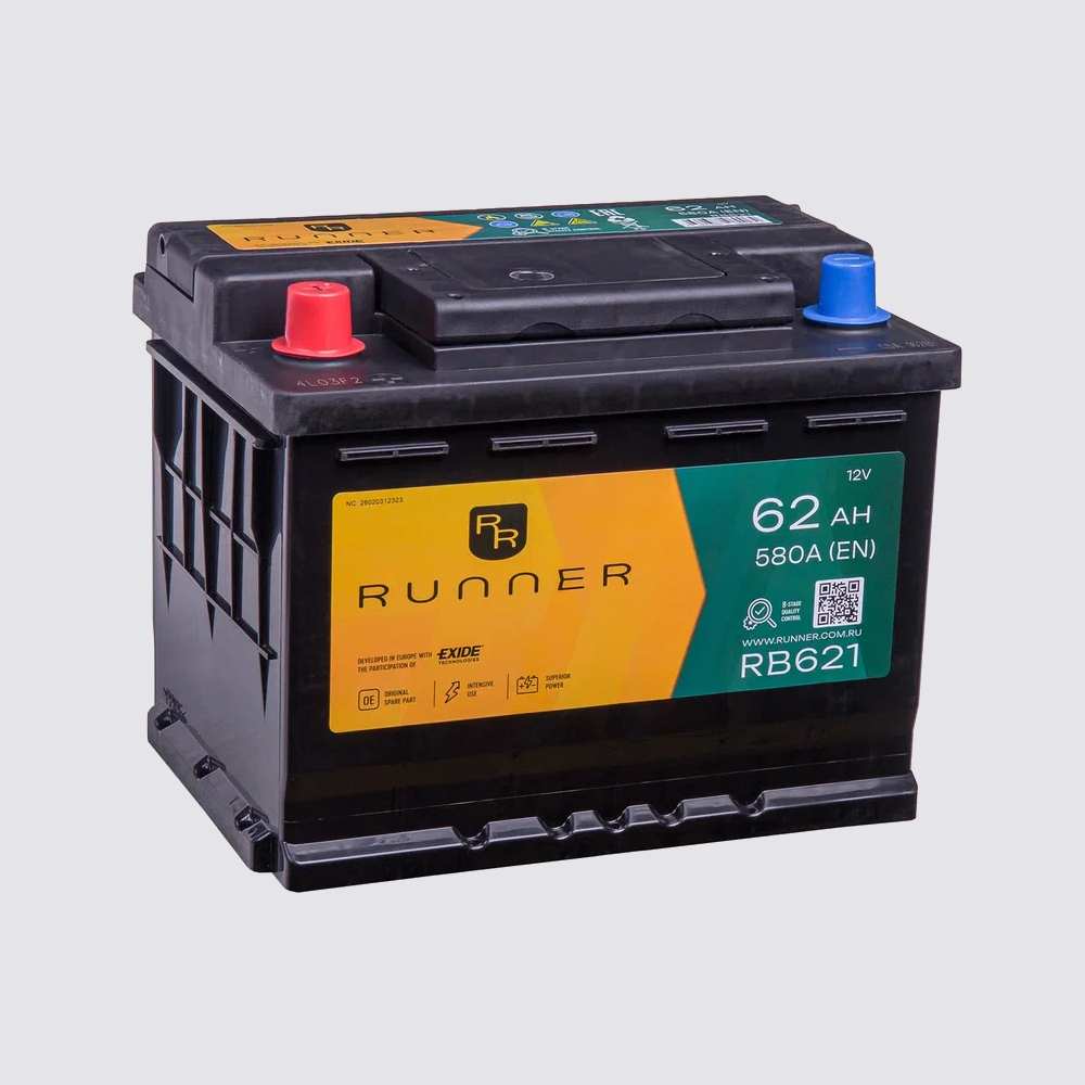 Аккумулятор RUNNER 62прямая для автомобилей установка замена