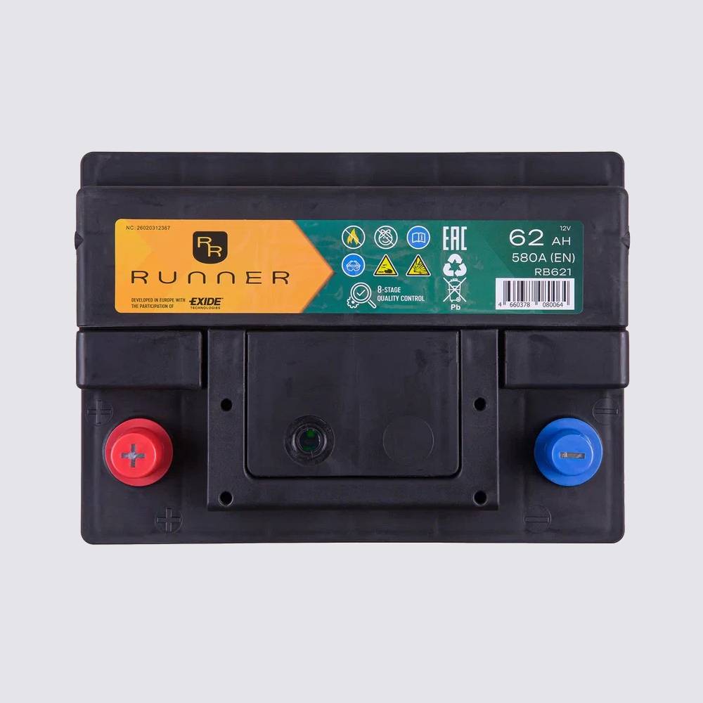 Аккумулятор RUNNER 62прямая для автомобилей установка замена