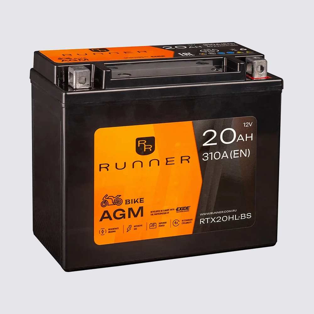 Мотоциклетный аккумулятор  RUNNER 12 20AGM для мотоциклов