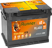 60Ah R+ Runner EFB 12V 640 А (ДШВ: 242*175*190мм), корпус: Euro, клеммы: конуc
