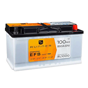 100Ah R+ Runner EFB 12V 900 А (ДШВ: 353*175*190мм), корпус: Euro, клеммы: конуc