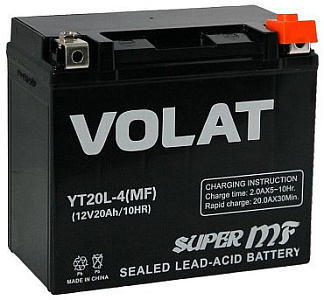 20Ah L+ Volat Bike MF(AGM) 12V 270 А (ДШВ: 175*87*155мм), корпус: Euro, клеммы: под болт