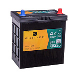 44Ah R+ Runner 12V 400 А (ДШВ: 196*128*223мм), корпус: Asia(б/б), клеммы: тонкий конус