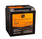 30Ah R+ Runner Bike 12V 390 А (ДШВ: 166*126*175мм), корпус: Euro, клеммы: под болт