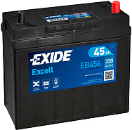 45Ah R+ Exide Excell 12V 330 А (ДШВ: 235*127*220мм), корпус: Asia(б/б), клеммы: тонкий конус
