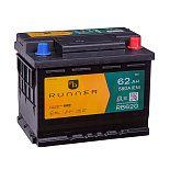 62Ah R+ Runner 12V 580 А (ДШВ: 242*175*190мм), корпус: Euro, клеммы: конуc
