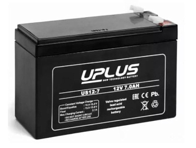 7Ah L+ NP 12V  А (ДШВ: 151*65*94мм), корпус: Euro, клеммы: FASTON (зажим) 6,35 мм