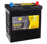 40Ah R+ Runner 12V 370 А (ДШВ: 196*128*223мм), корпус: Asia(б/б), клеммы: конуc