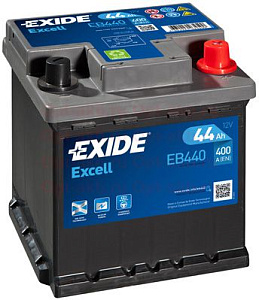 44Ah R+ Exide Excell 12V 400 А (ДШВ: 175*175*190мм), корпус: Euro, клеммы: конуc