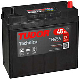 45Ah R+ Tudor Technika 12V 330 А (ДШВ: 237*127*225мм), корпус: Asia(б/б), клеммы: конуc