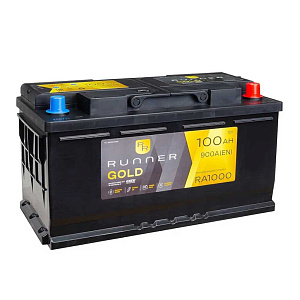 100Ah R+ Runner GOLD 12V 900 А (ДШВ: 353*175*190мм), корпус: Euro, клеммы: конуc