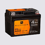 4Ah R+ Runner Bike 12V 115 А (ДШВ: 113*70*86мм), корпус: Euro, клеммы: под болт