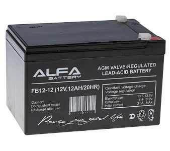 12Ah L+ ALFA 6V 1 А (ДШВ: 150*50*94мм), корпус: Euro, клеммы: FASTON (зажим) 4,75 мм