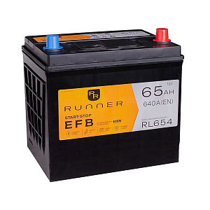65Ah R+ Runner EFB 12V 680 А (ДШВ: 229*175*222мм), корпус: Asia(б/б), клеммы: конуc