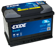 74Ah L+ Exide Excell 12V 680 А (ДШВ: 278*175*190мм), корпус: Euro, клеммы: конуc