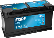 105Ah R+ Exide AGM 12V 950 А (ДШВ: 392*175*190мм), корпус: Euro, клеммы: конуc