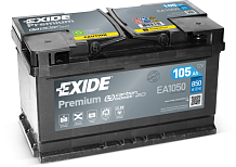 105Ah R+ Exide Premium 12V 850 А (ДШВ: 315*175*205мм), корпус: Euro, клеммы: конуc