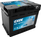 60Ah R+ Exide EFB 12V 640 А (ДШВ: 242*175*190мм), корпус: Euro, клеммы: конуc