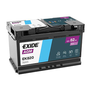 82Ah R+ Exide AGM 12V 800 А (ДШВ: 315*175*190мм), корпус: Euro, клеммы: конуc