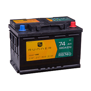 74Ah R+ Runner 12V 680 А (ДШВ: 278*175*190мм), корпус: Euro, клеммы: конуc