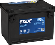 70Ah R+ Exide Excell 12V 740 А (ДШВ: 260*180*186мм), корпус: USA, клеммы: боковые клеммы 