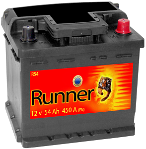 54Ah R+ Runner 12V 450 А (ДШВ: 207*175*175мм), корпус: Euro, клеммы: конуc