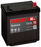 40Ah R+ Tudor Technika 12V 300 А (ДШВ: 187*127*225мм), корпус: Asia(б/б), клеммы: конуc